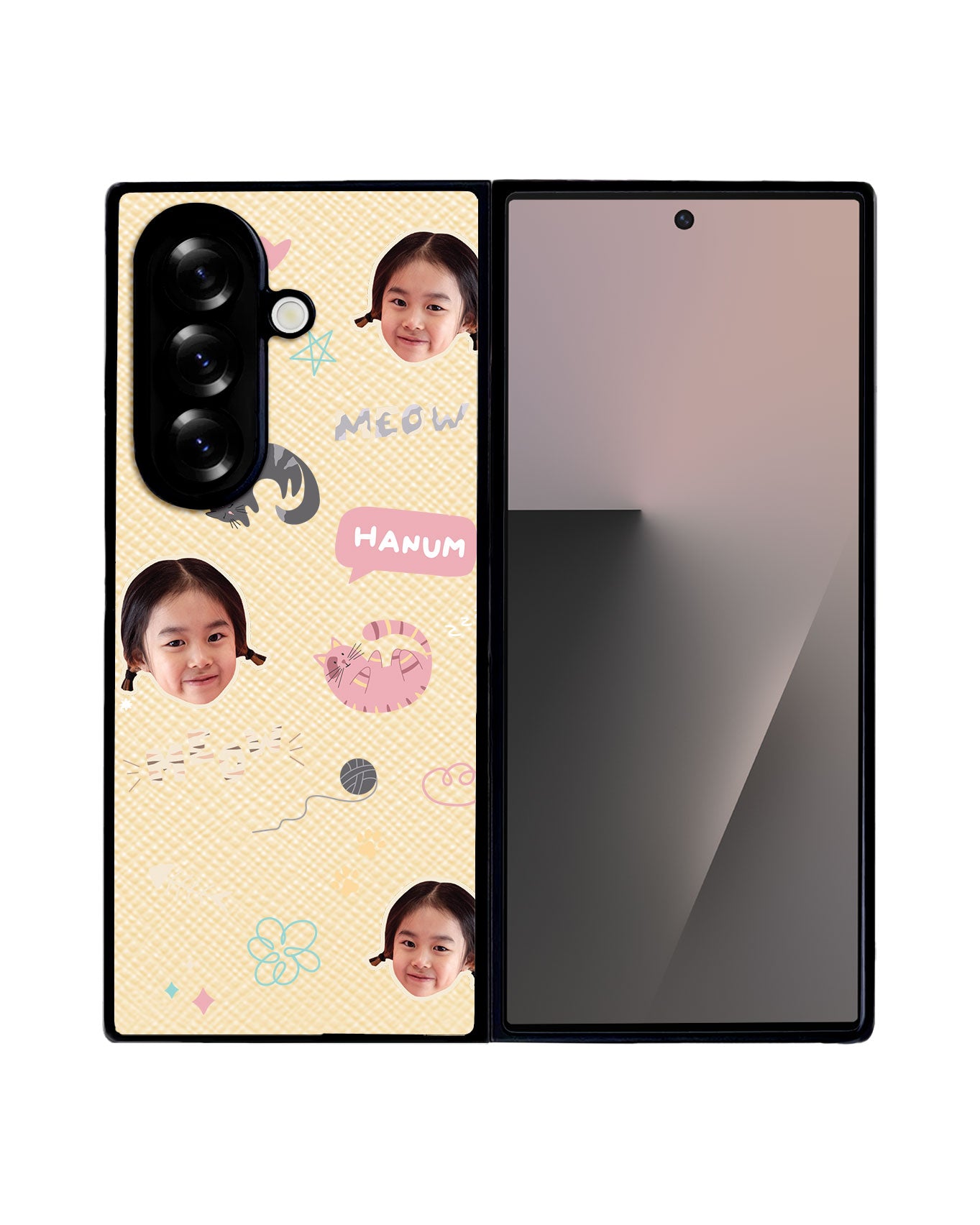 Android Flip / Fold Leather Grip - Face Grid Kitty