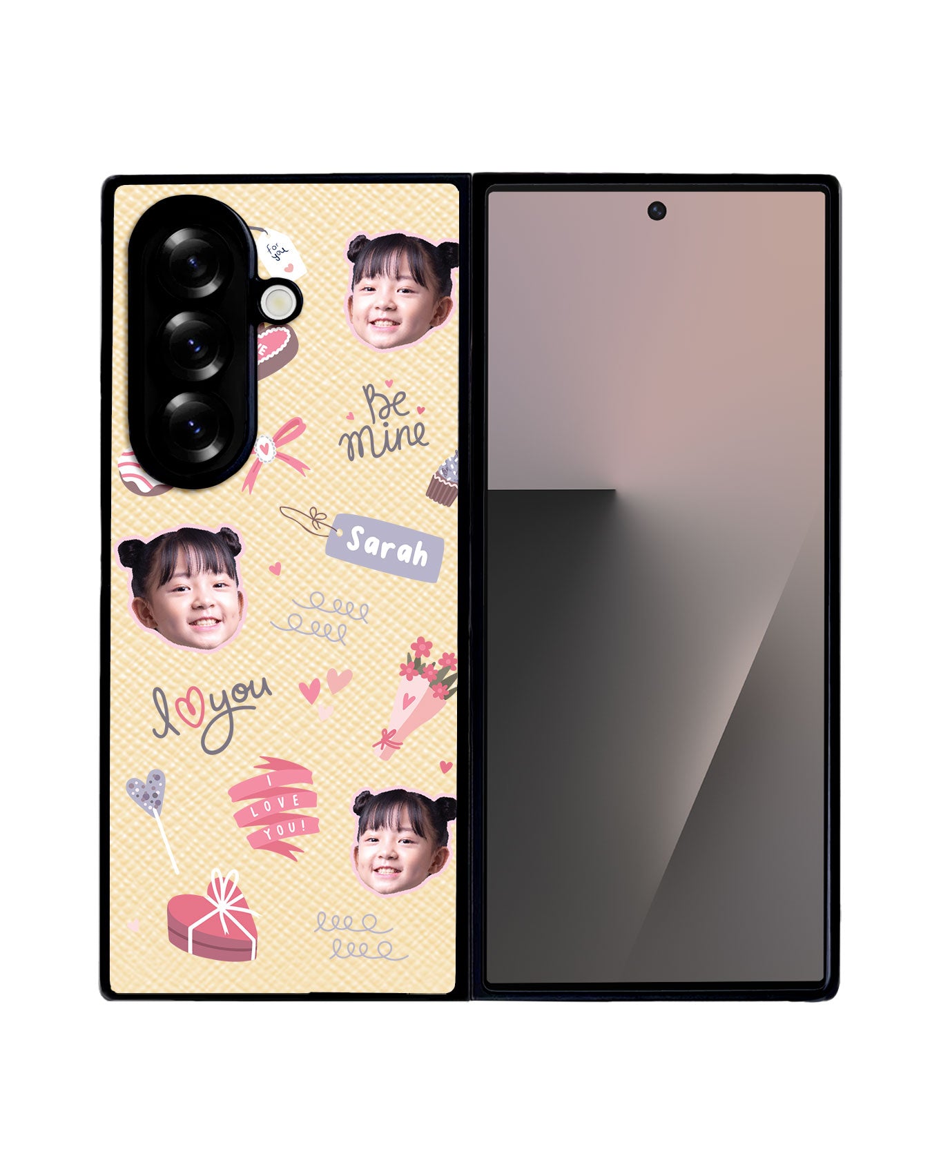 Android Flip / Fold Leather Grip - Face Grid Lovely