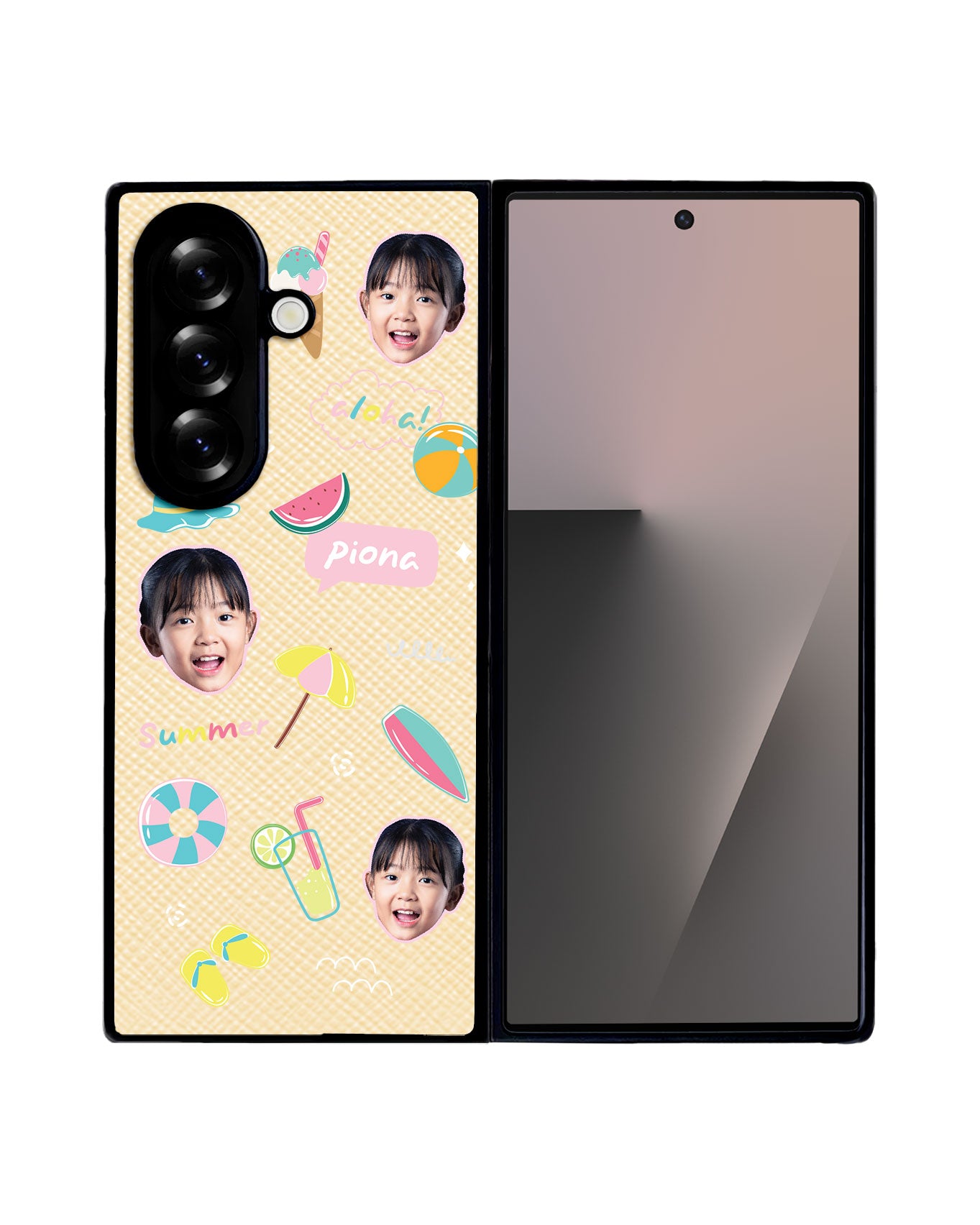 Android Flip / Fold Leather Grip - Face Grid Summer