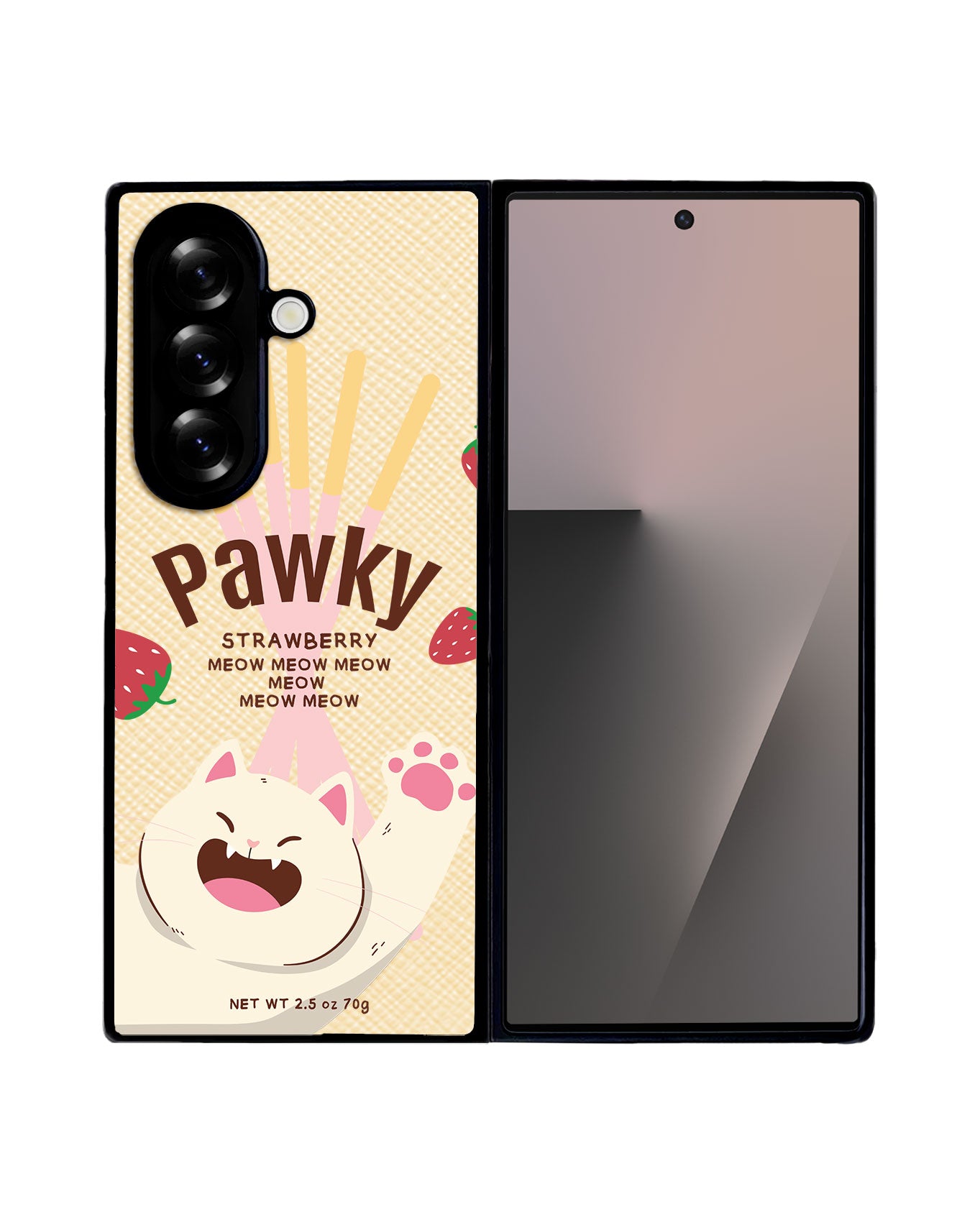 Android Flip / Fold Leather Grip - Pawky Cat