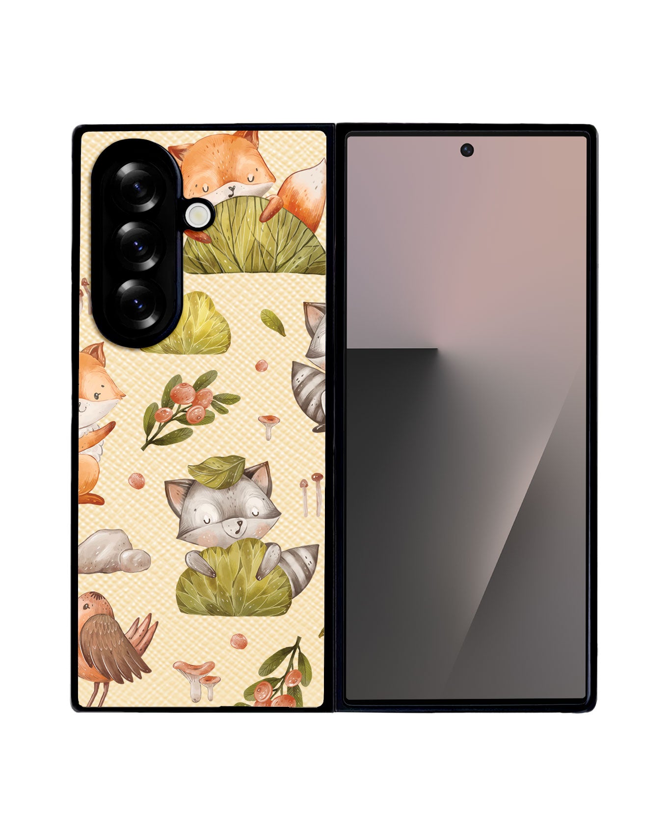 Android Flip / Fold Leather Grip - Racoon and Friends