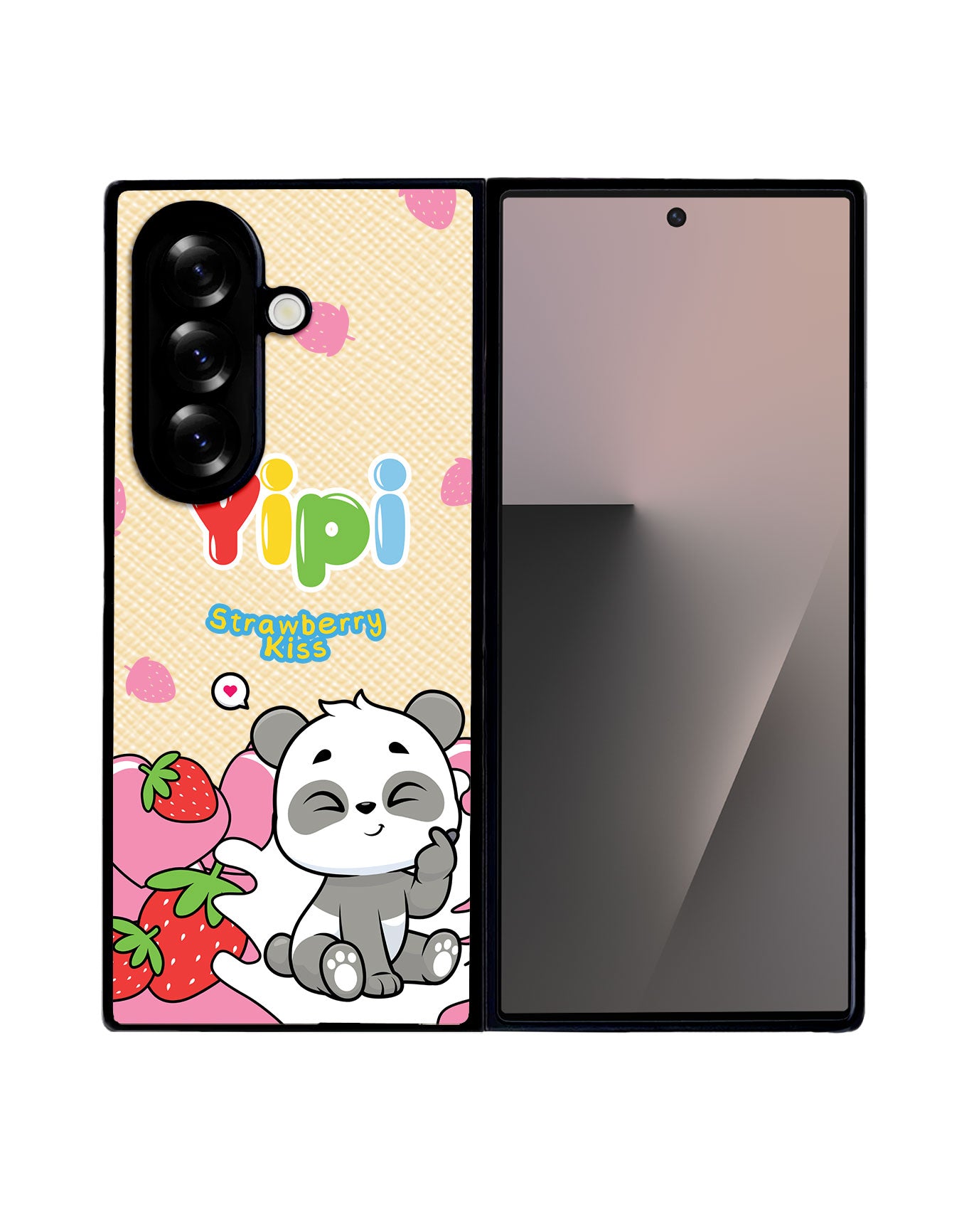 Android Flip / Fold Leather Grip - Yipi Strawberry Kiss