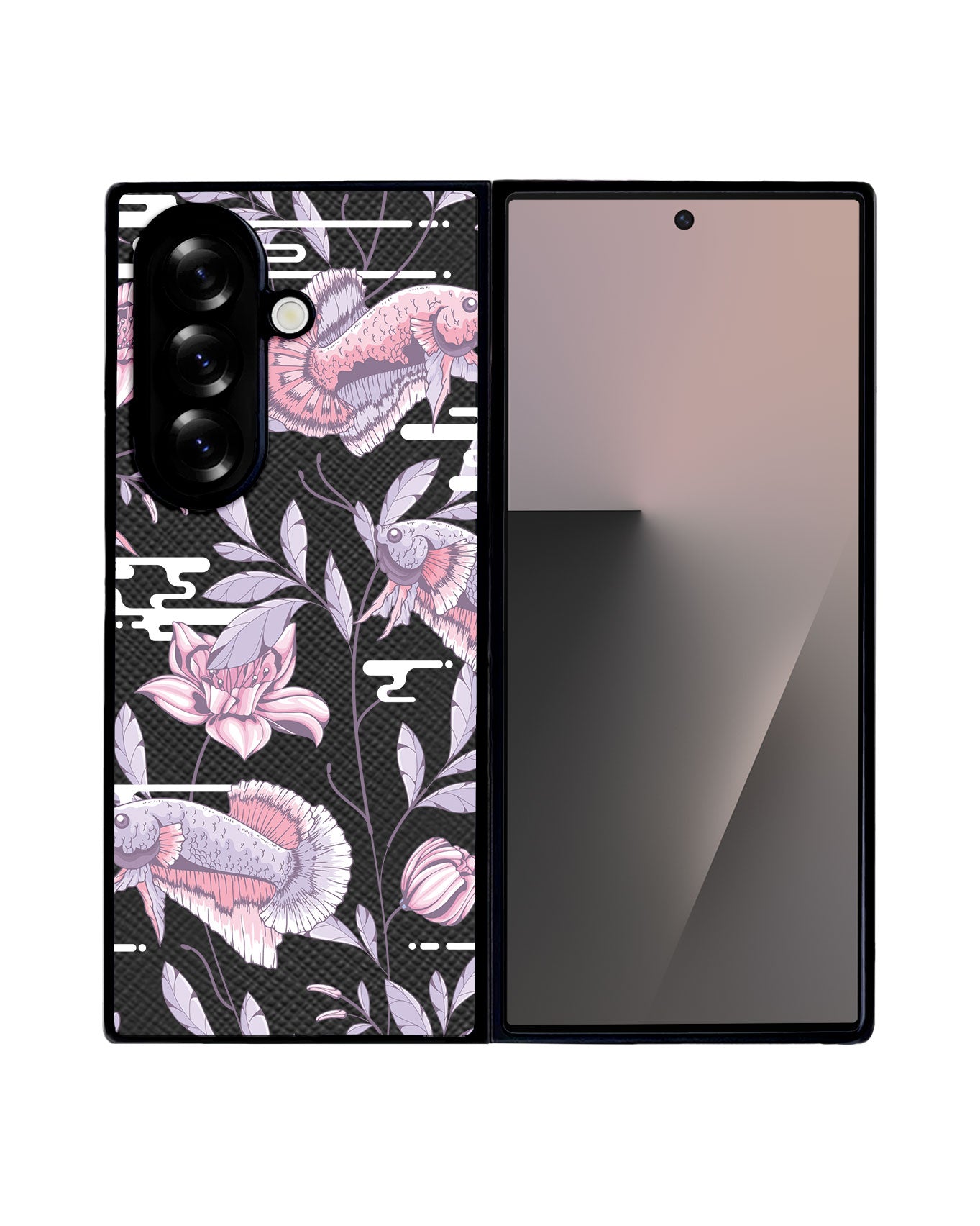 Android Flip / Fold Leather Grip - Fish & Floral 1.0