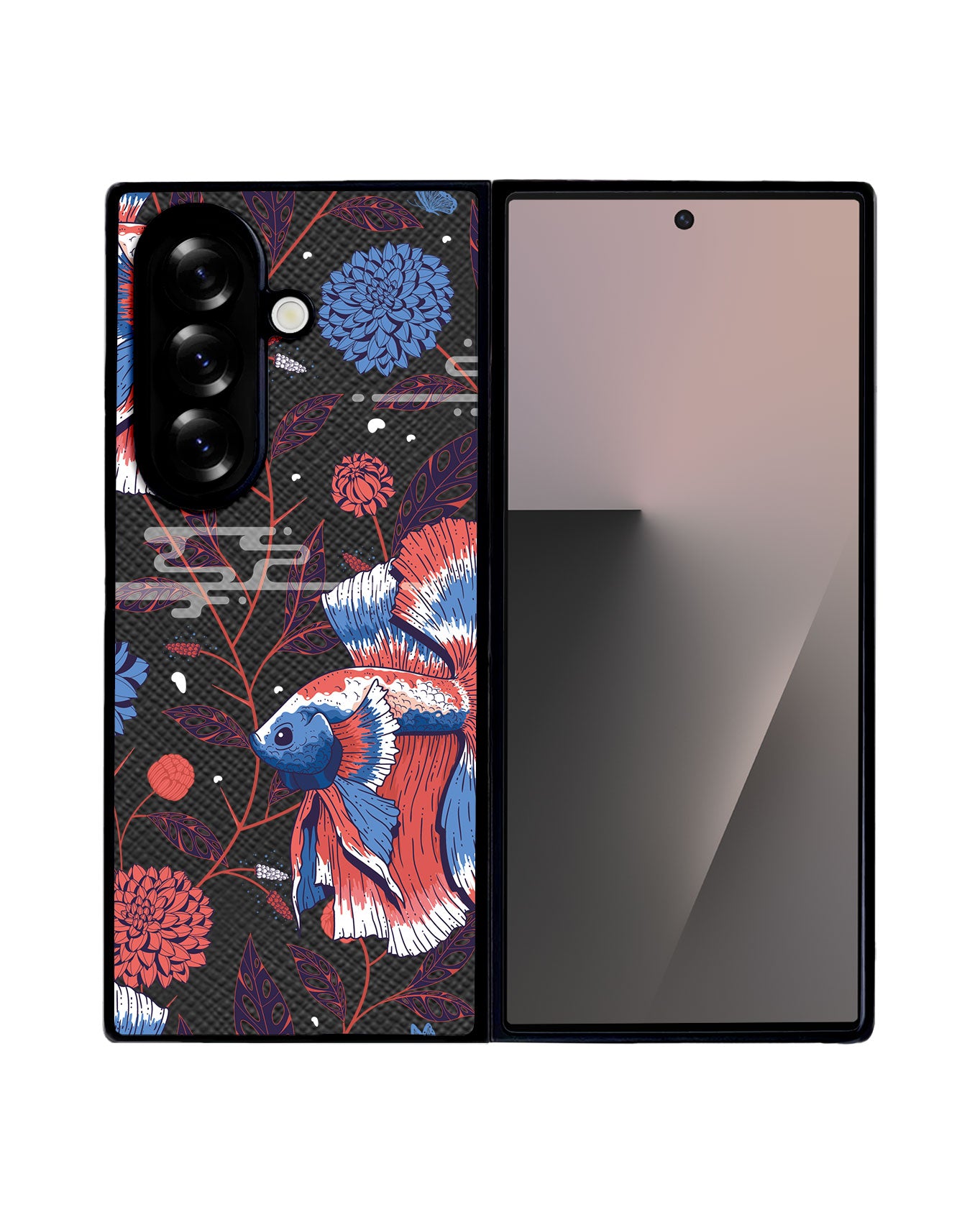 Android Flip / Fold Leather Grip - Fish & Floral 2.0