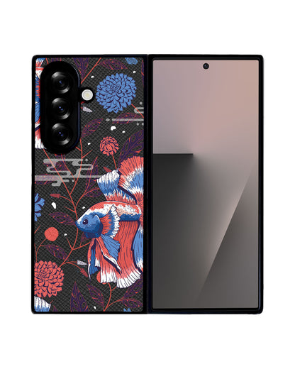 Android Flip / Fold Leather Grip - Fish & Floral 2.0