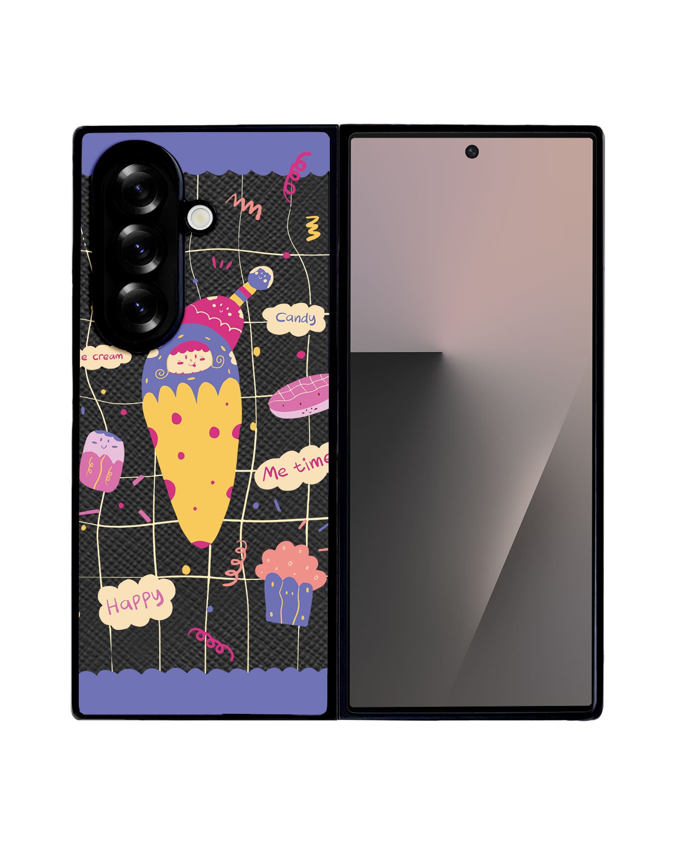 Android Flip / Fold Leather Grip - Candy Doodle