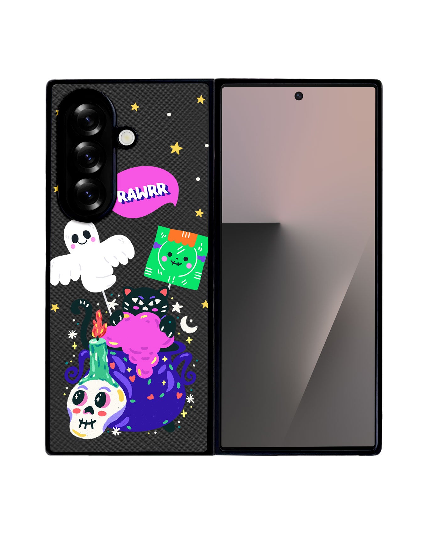 Android Flip / Fold Leather Grip - Cat Monster