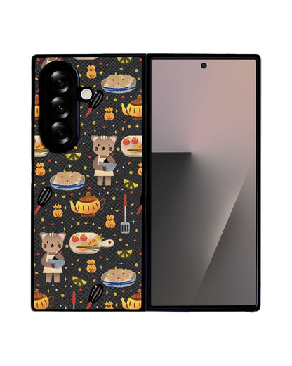Android Flip / Fold Leather Grip - Cooking Cat