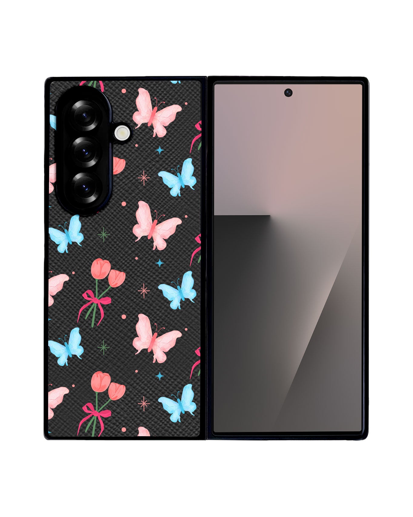 Android Flip / Fold Leather Grip - Coquette Butterfly
