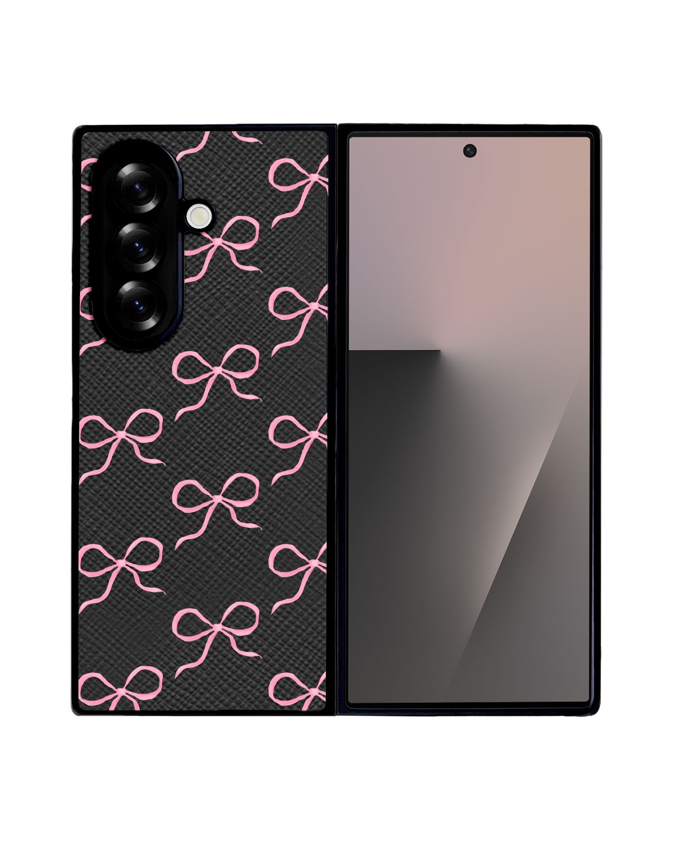 Android Flip / Fold Leather Grip - Coquette Pink Bow