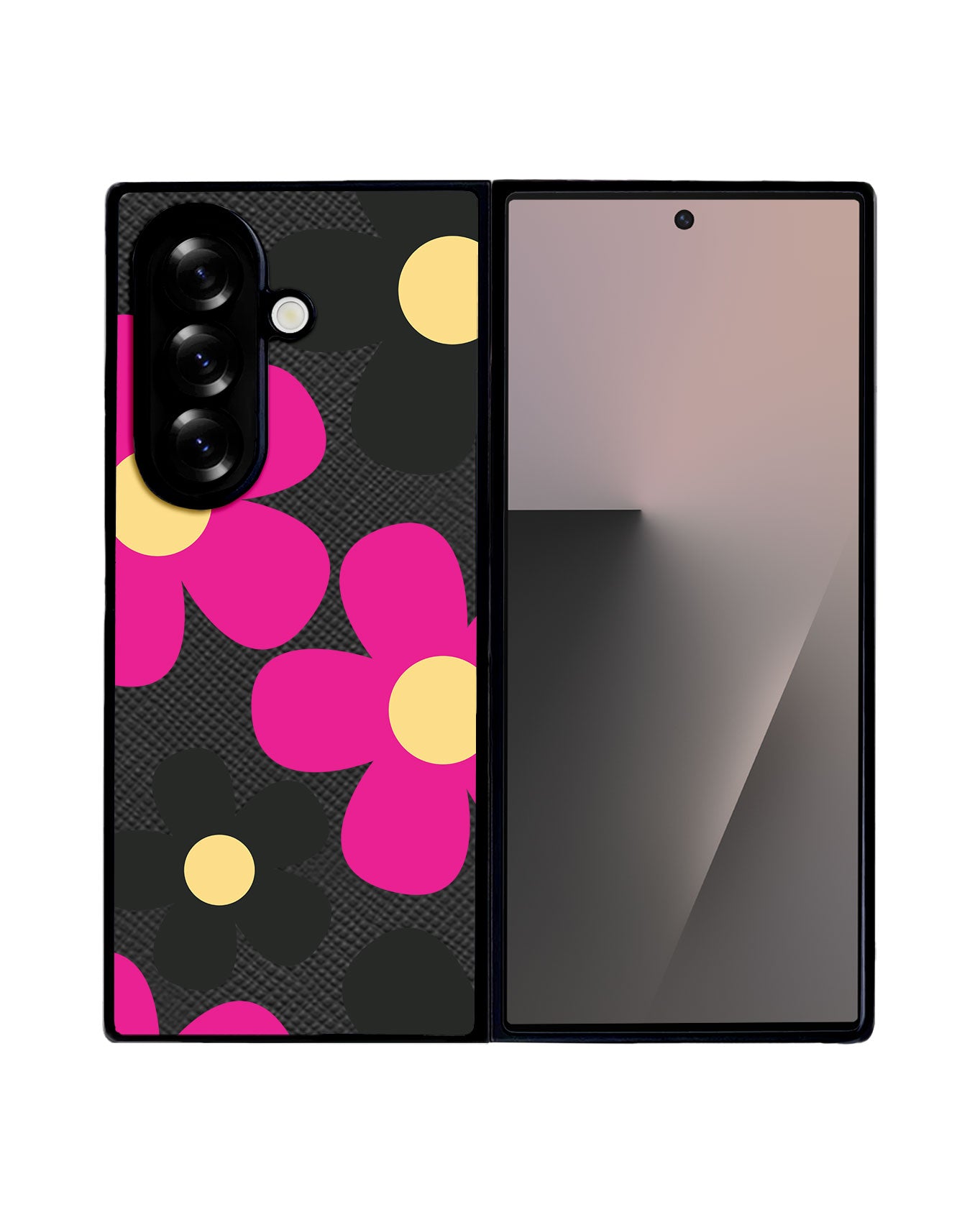 Android Flip / Fold Leather Grip - Daisy Hot Pink
