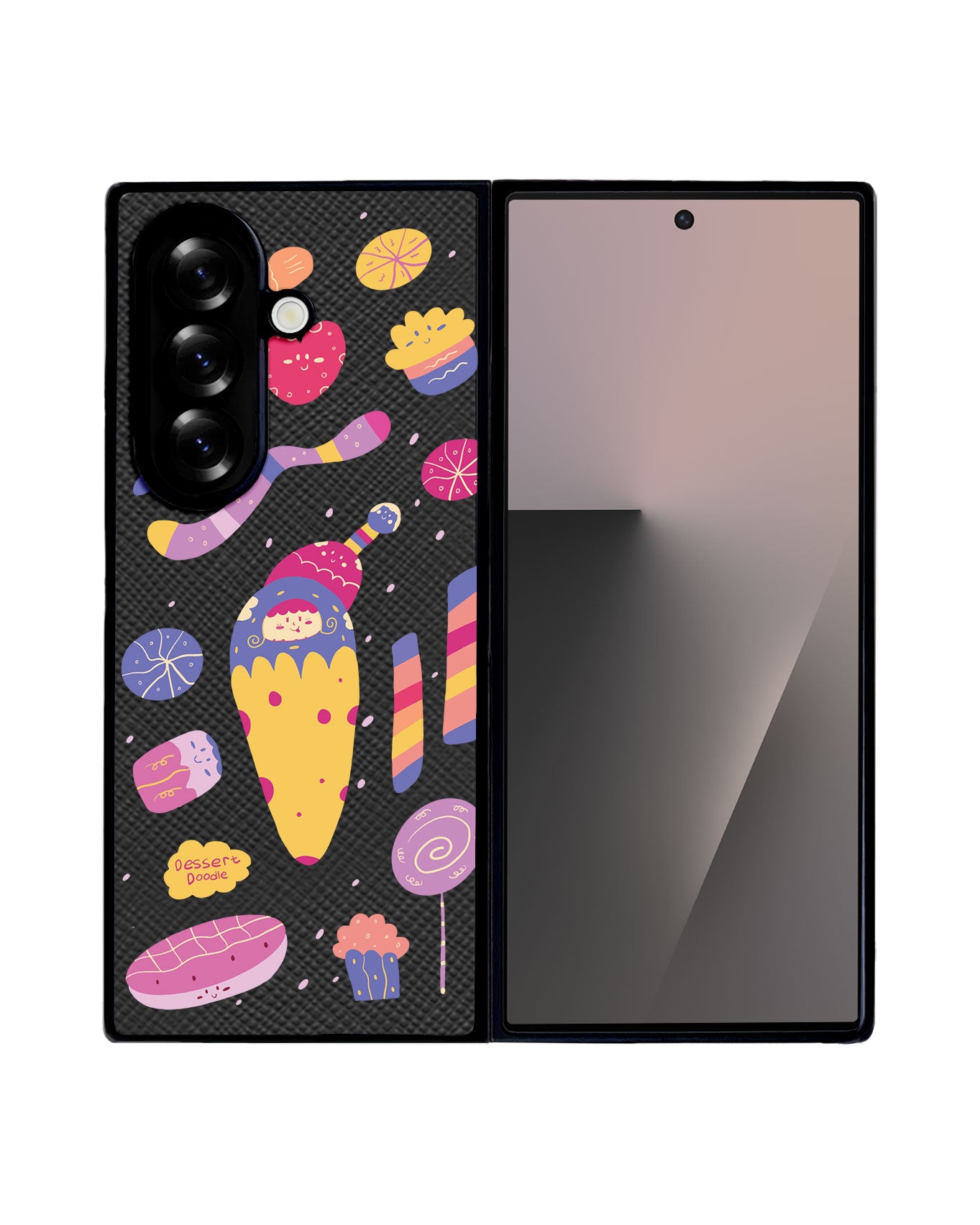 Android Flip / Fold Leather Grip - Dessert Doodle