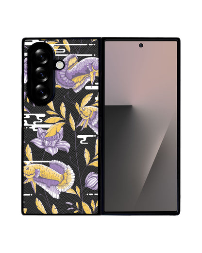 Android Flip / Fold Leather Grip - Fish & Floral 5.0