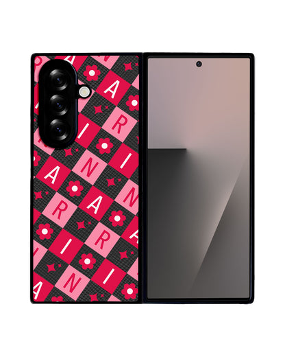 Android Flip / Fold Leather Grip - Flower Grid Monogram 1.0