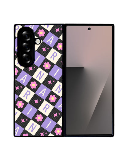 Android Flip / Fold Leather Grip - Flower Grid Monogram 3.0