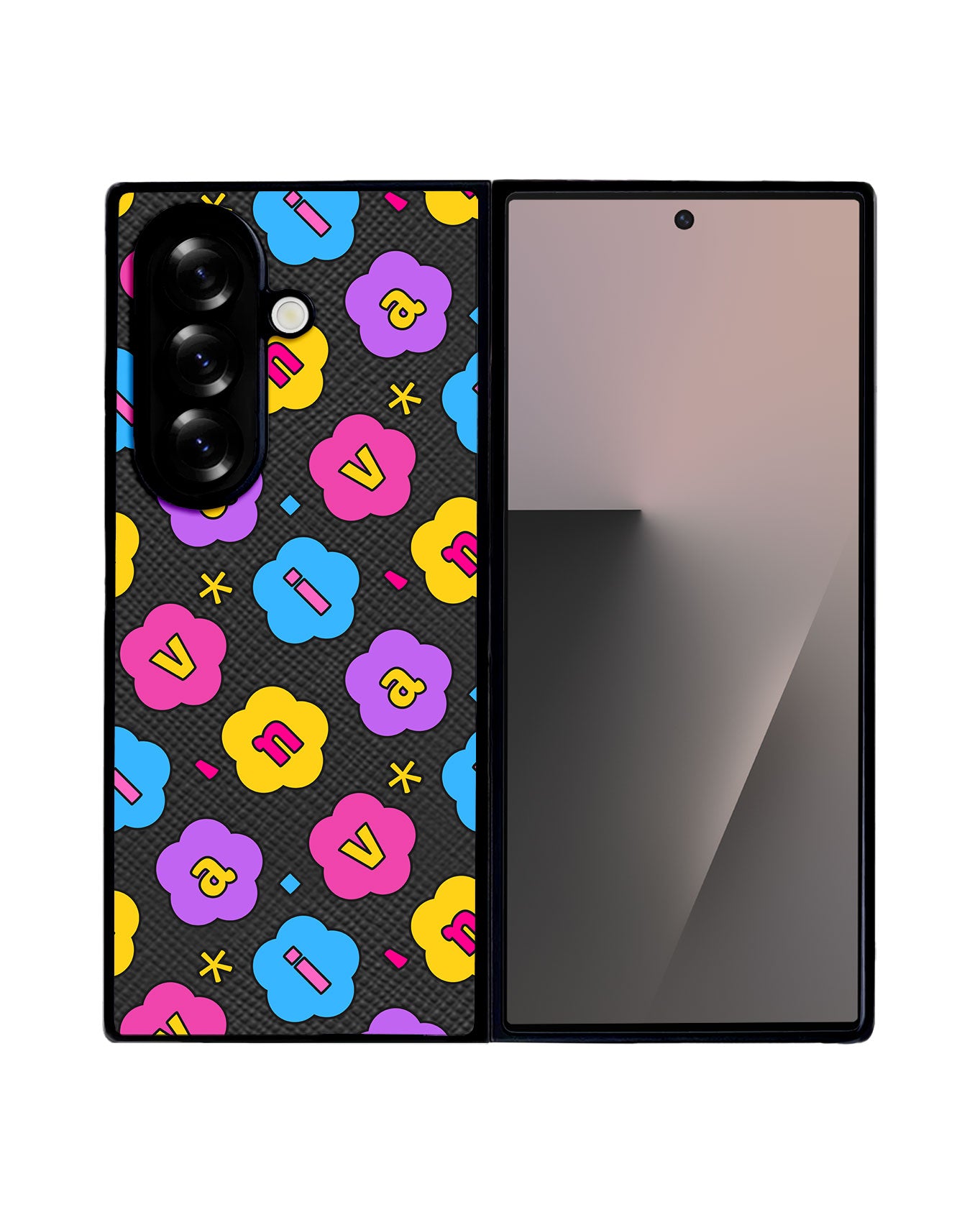 Android Flip / Fold Leather Grip - Flower Petals Monogram 4.0