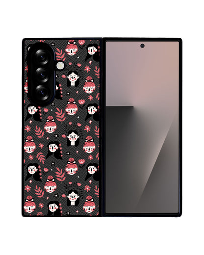 Android Flip / Fold Leather Grip - Flowery Faces