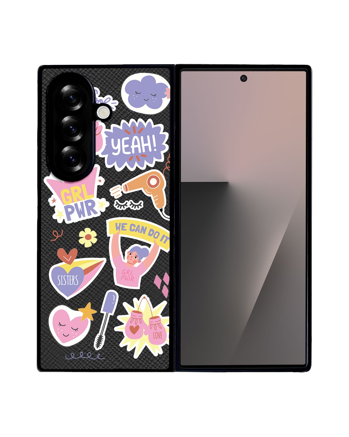 Android Flip / Fold Leather Grip - Girl Power Sticker Pack