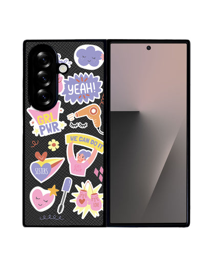 Android Flip / Fold Leather Grip - Girl Power Sticker Pack