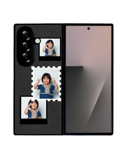 Android Flip / Fold Leather Grip - Face Grid Black Polaroid