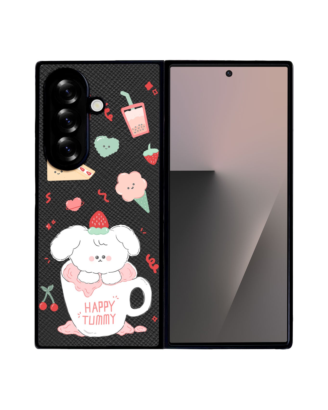 Android Flip / Fold Leather Grip - Happy Tummy