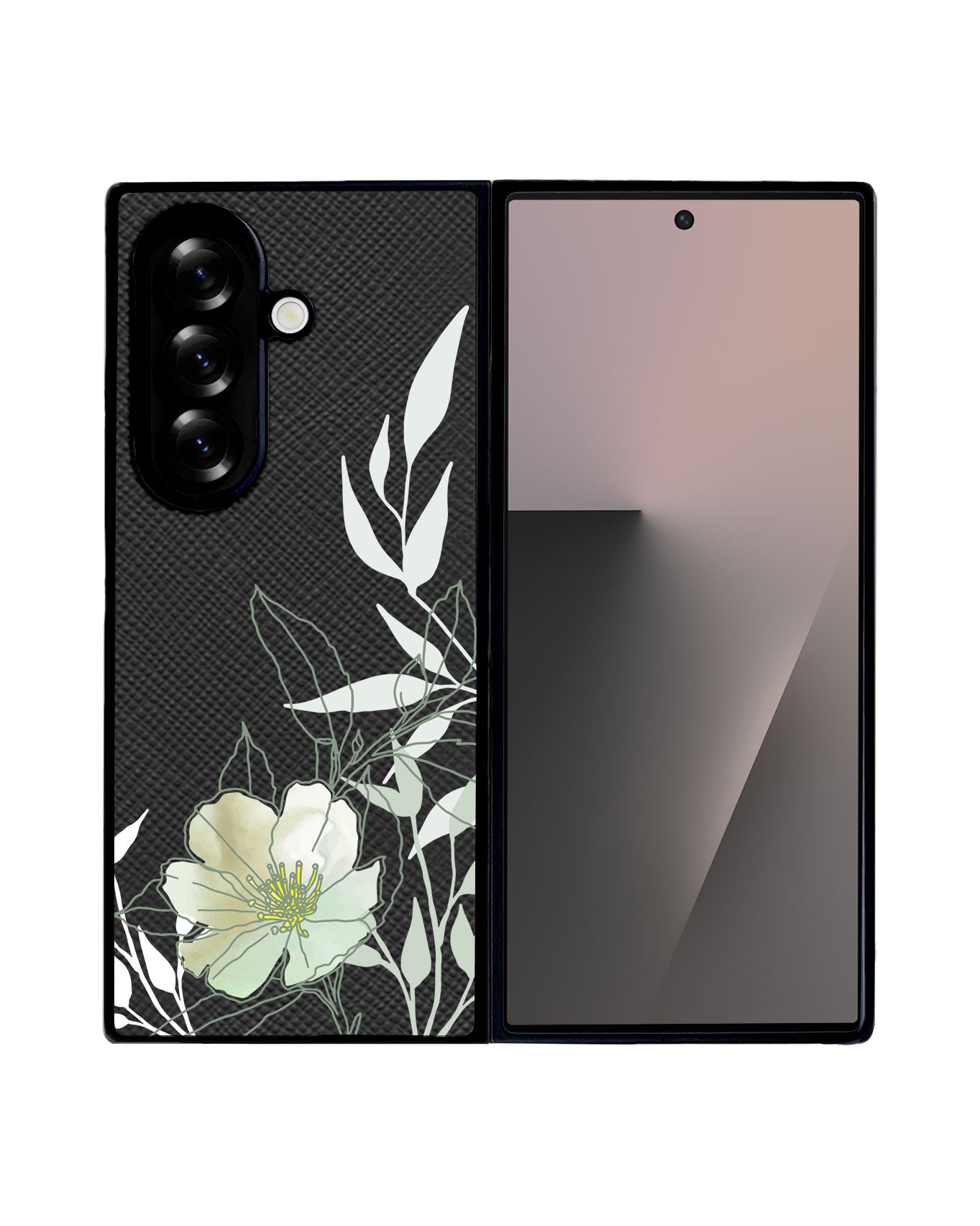 Android Flip / Fold Leather Grip - Greenmint Lily