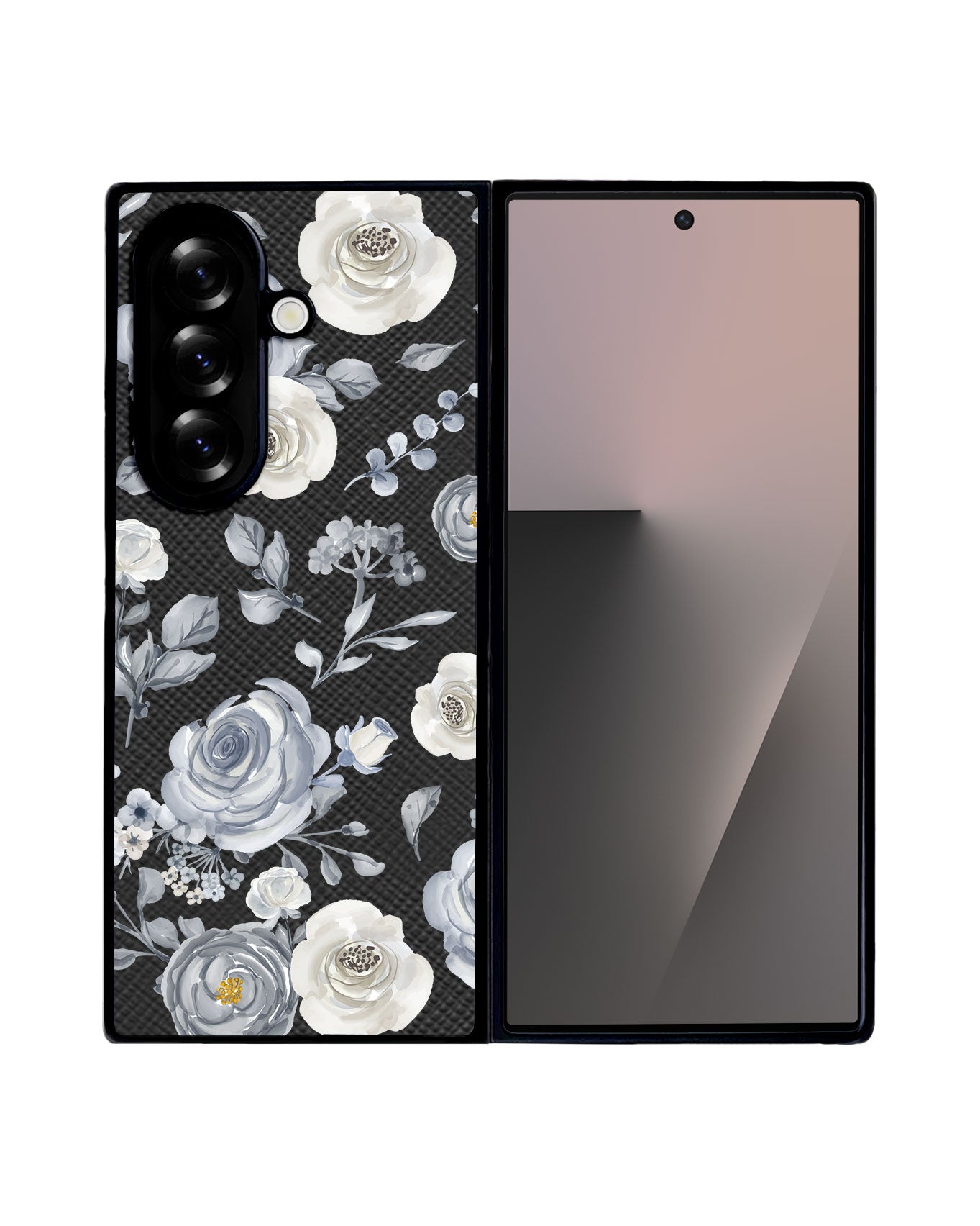 Android Flip / Fold Leather Grip - Blue Flower