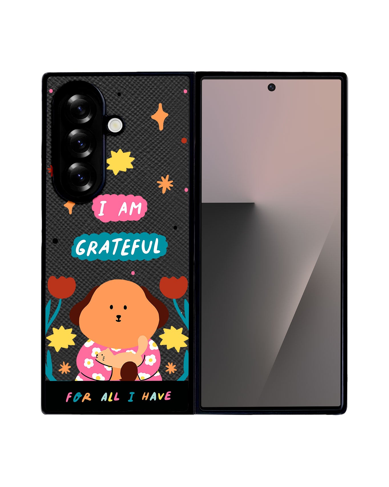 Android Flip / Fold Leather Grip - Kiku and the Cat