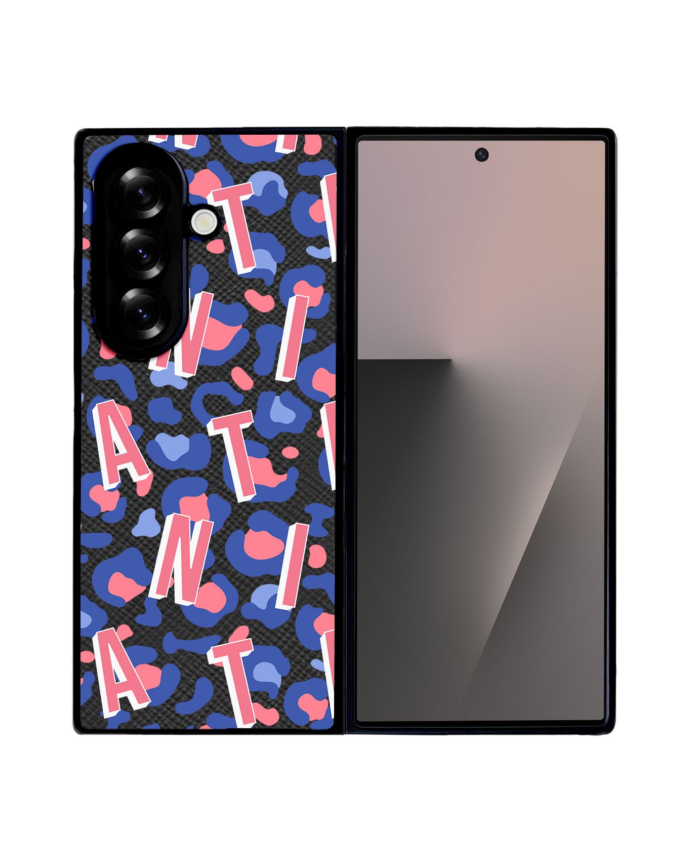 Android Flip / Fold Leather Grip - CUSTOM MONOGRAM 3.0 Leopard Monogram 1.0