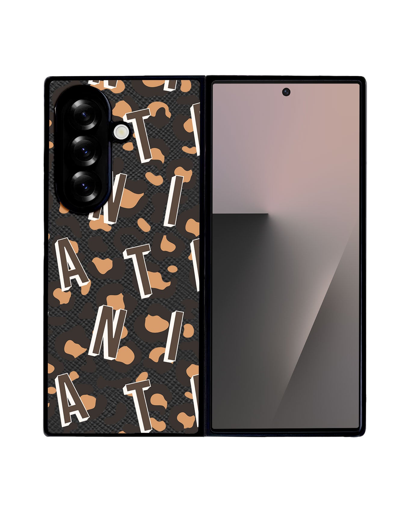 Android Flip / Fold Leather Grip - CUSTOM MONOGRAM 3.0 Leopard Monogram 2.0