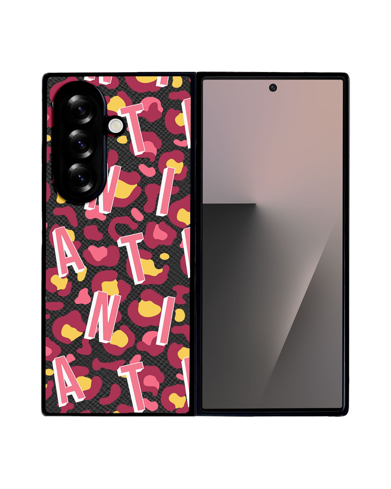 Android Flip / Fold Leather Grip - CUSTOM MONOGRAM 3.0 Leopard Monogram 3.0