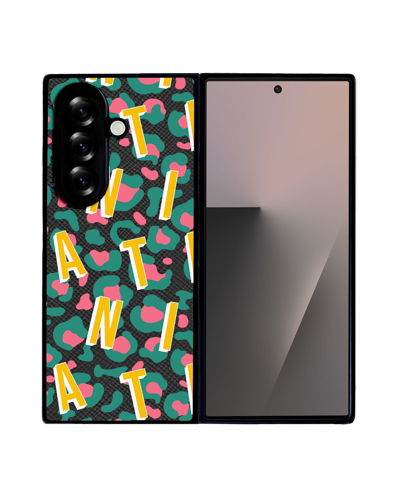 Android Flip / Fold Leather Grip - CUSTOM MONOGRAM 3.0 Leopard Monogram 4.0