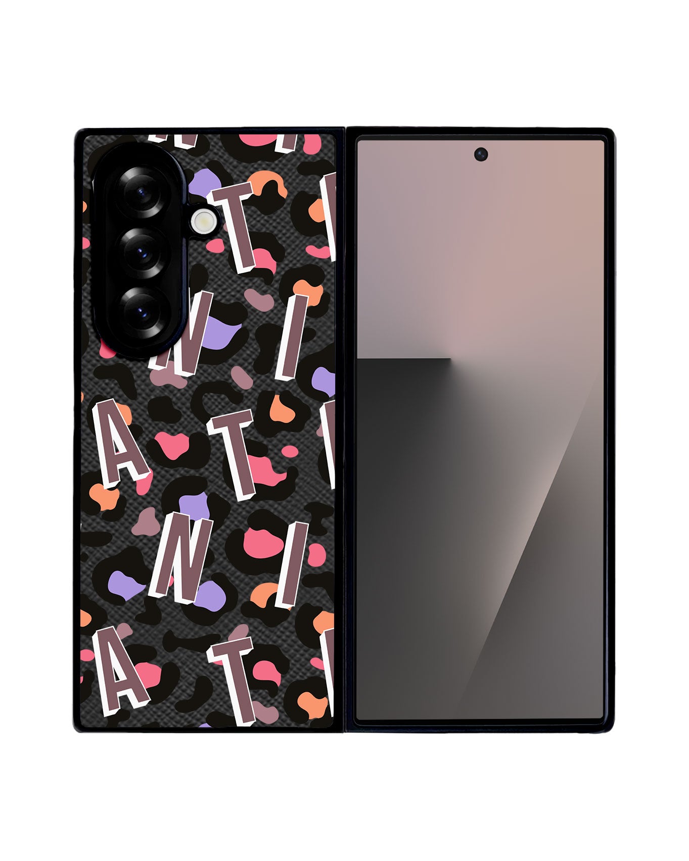 Android Flip / Fold Leather Grip - CUSTOM MONOGRAM 3.0 Leopard Monogram 5.0