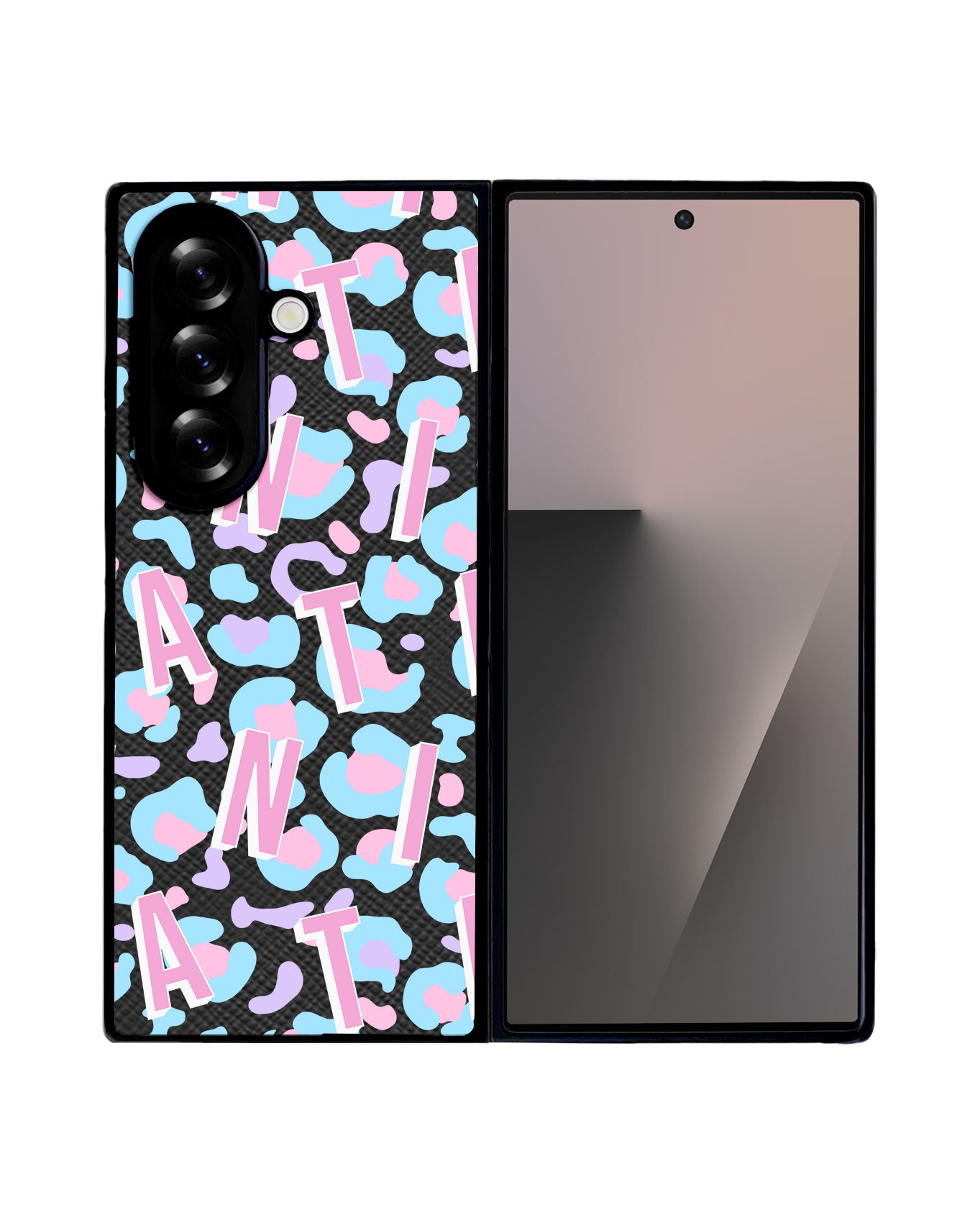 Android Flip / Fold Leather Grip - CUSTOM MONOGRAM 3.0 Leopard Monogram 6.0