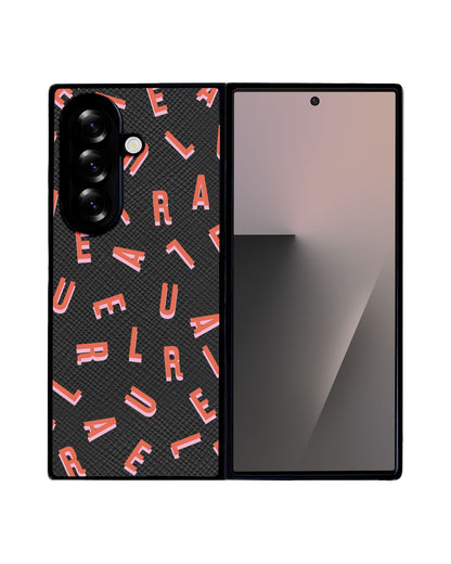 Android Flip / Fold Leather Grip - CUSTOM MONOGRAM 1.0 Coral