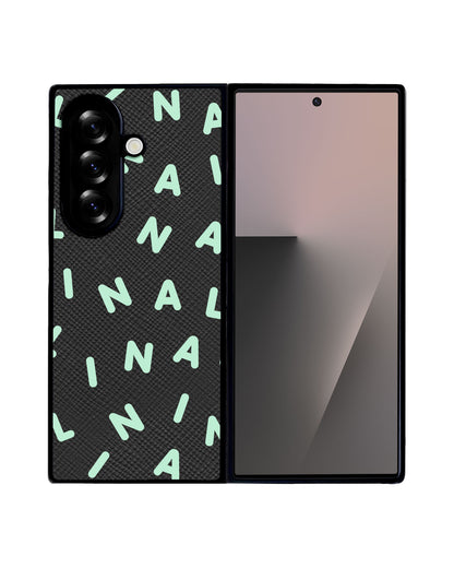 Android Flip / Fold Leather Grip - CUSTOM MONOGRAM 2.0 Tosca