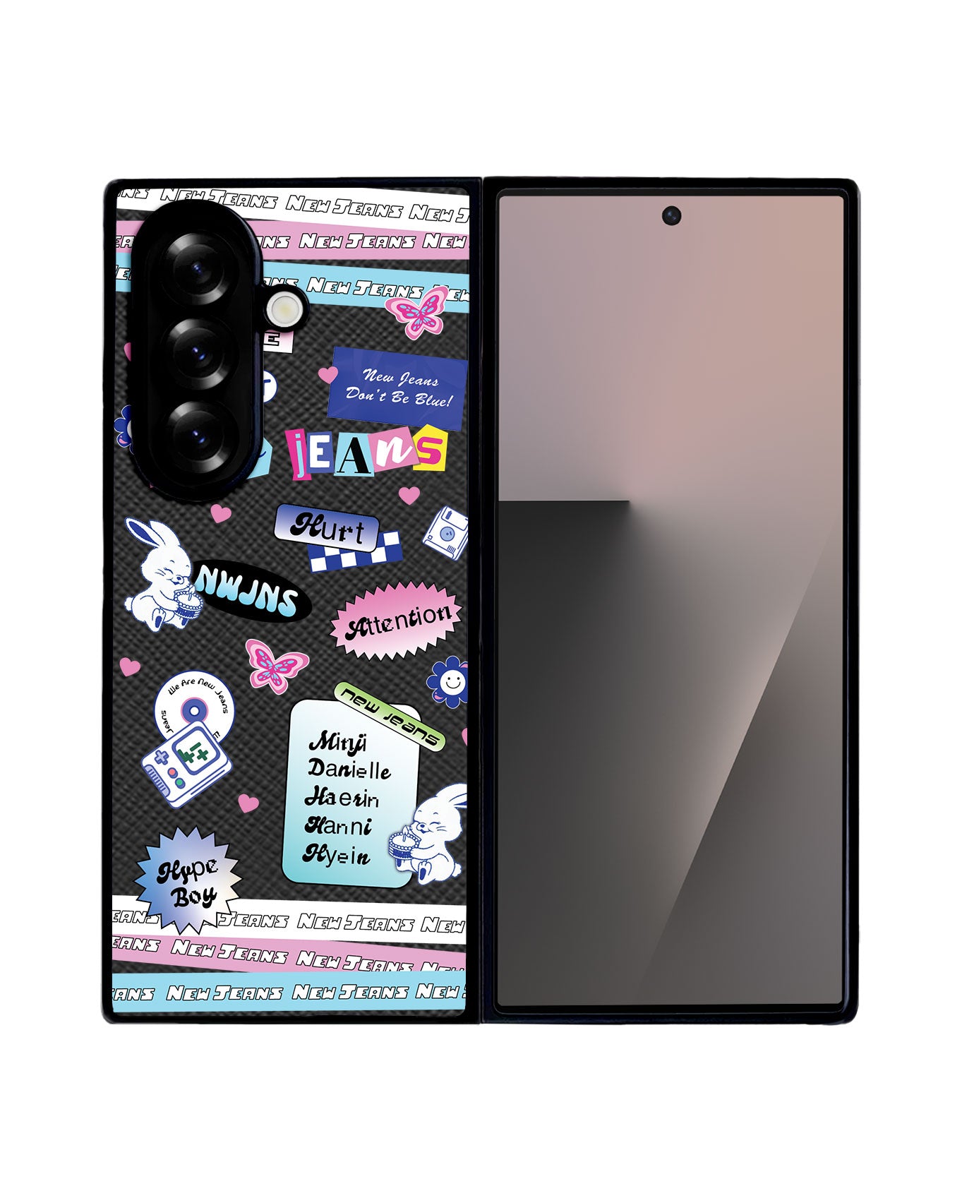 Android Flip / Fold Leather Grip - New Jeans Sticker Pack