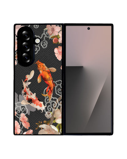 Android Flip / Fold Leather Grip - Oil Painting Koi