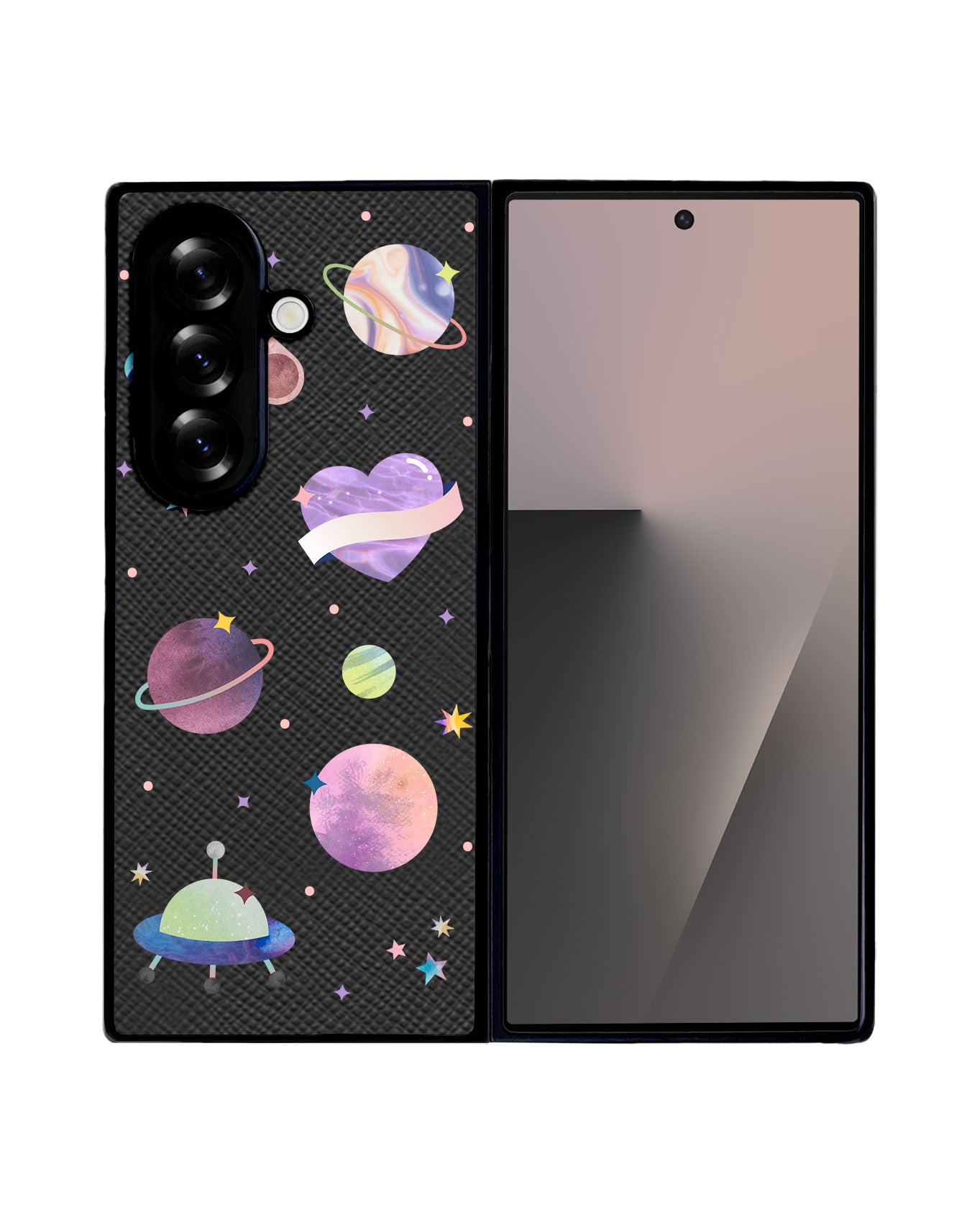 Android Flip / Fold Leather Grip - Pink Planet