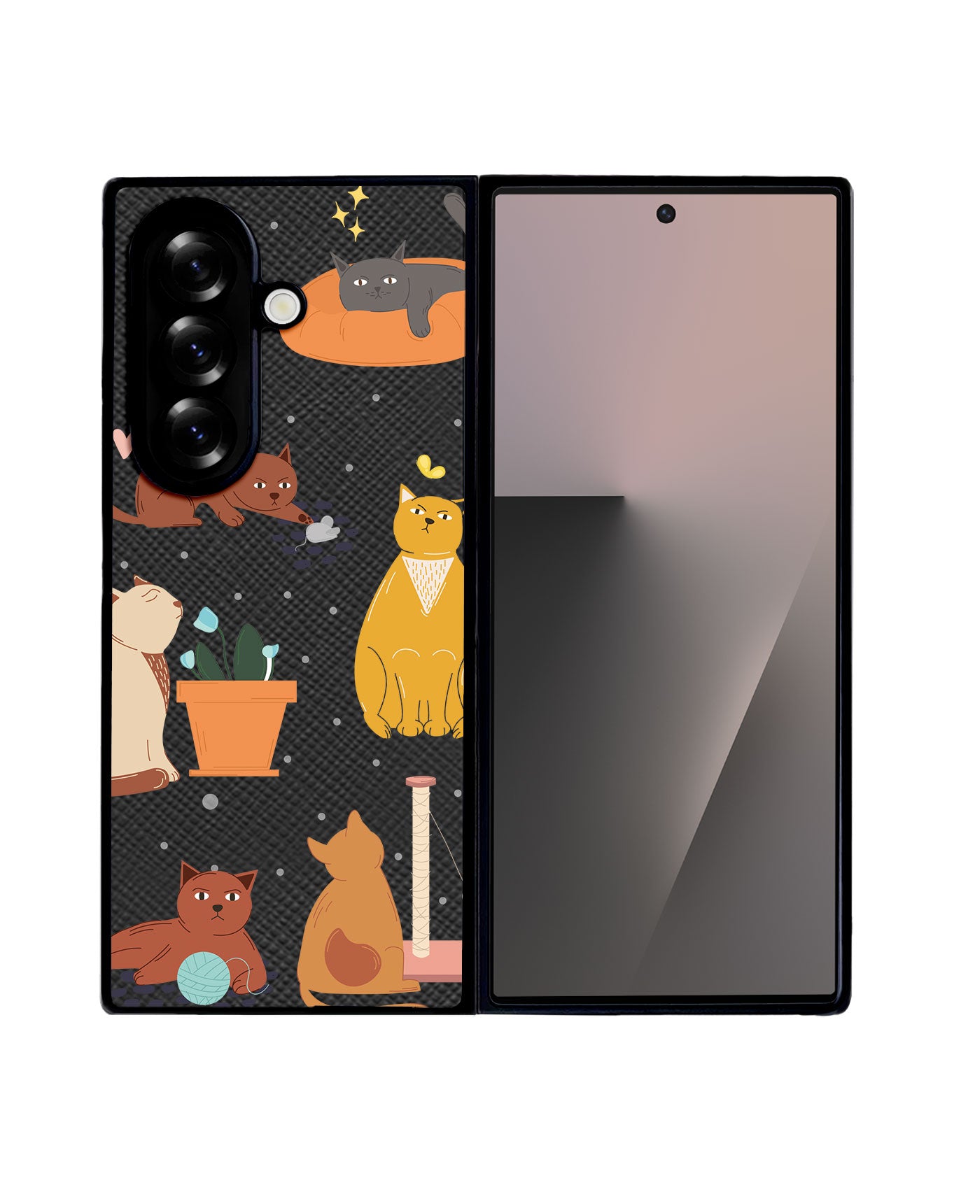 Android Flip / Fold Leather Grip - Playful Cat