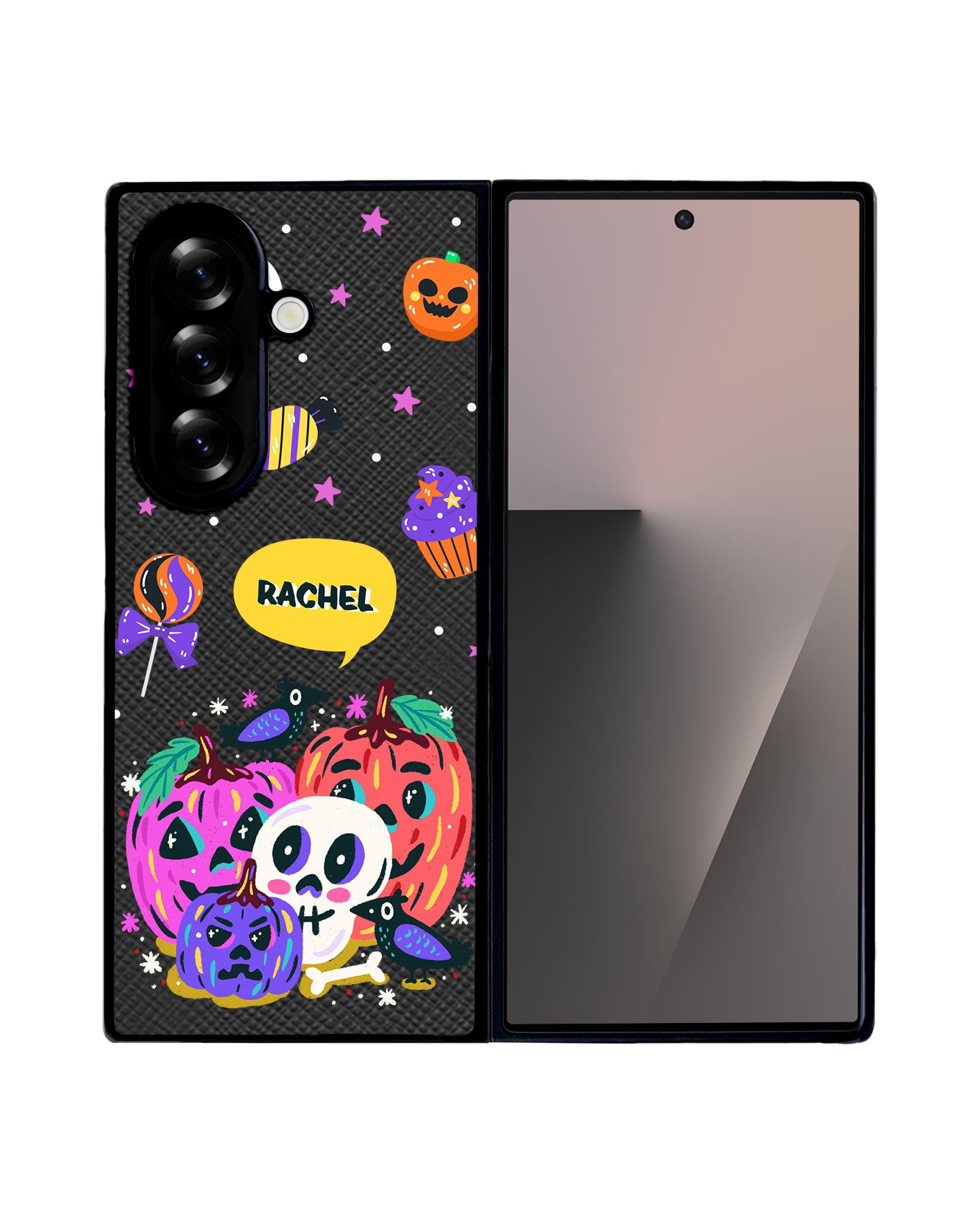 Android Flip / Fold Leather Grip - Pumpkins Monster