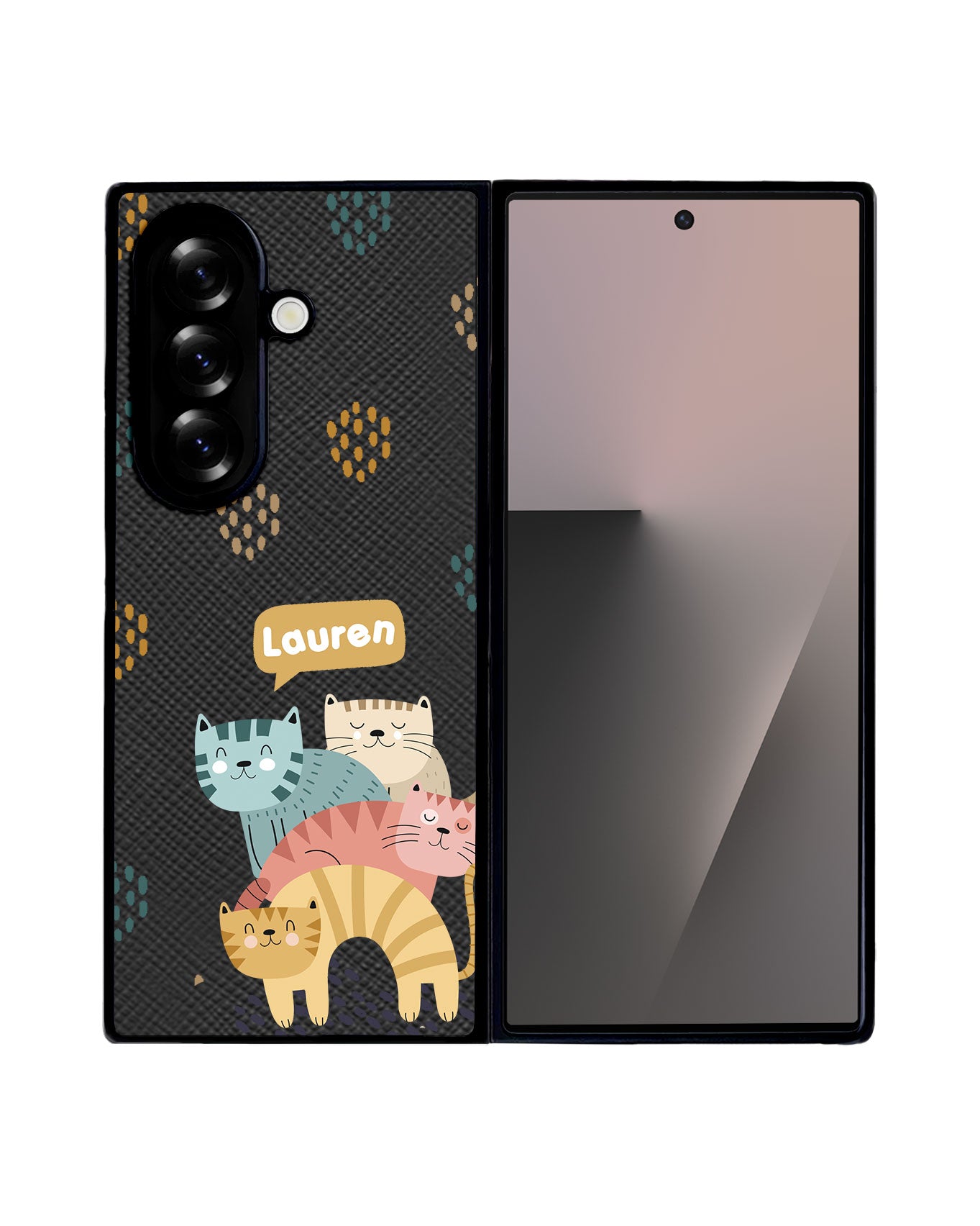 Android Flip / Fold Leather Grip - Rainbow Meow 2.0