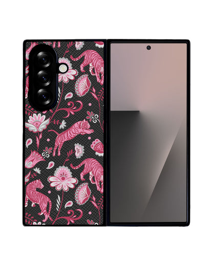 Android Flip / Fold Leather Grip - Tiger & Floral 7.0