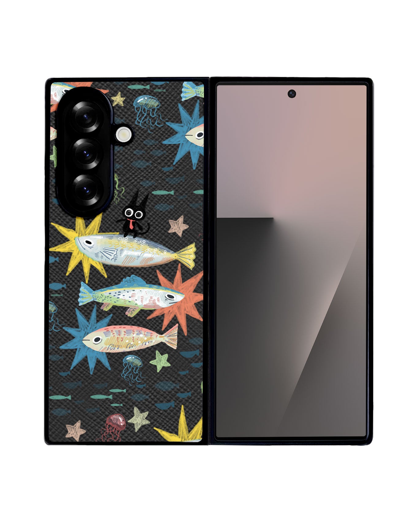 Android Flip / Fold Leather Grip - The Fish Surfer