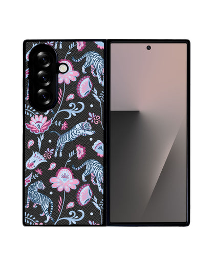 Android Flip / Fold Leather Grip - Tiger & Floral 3.0