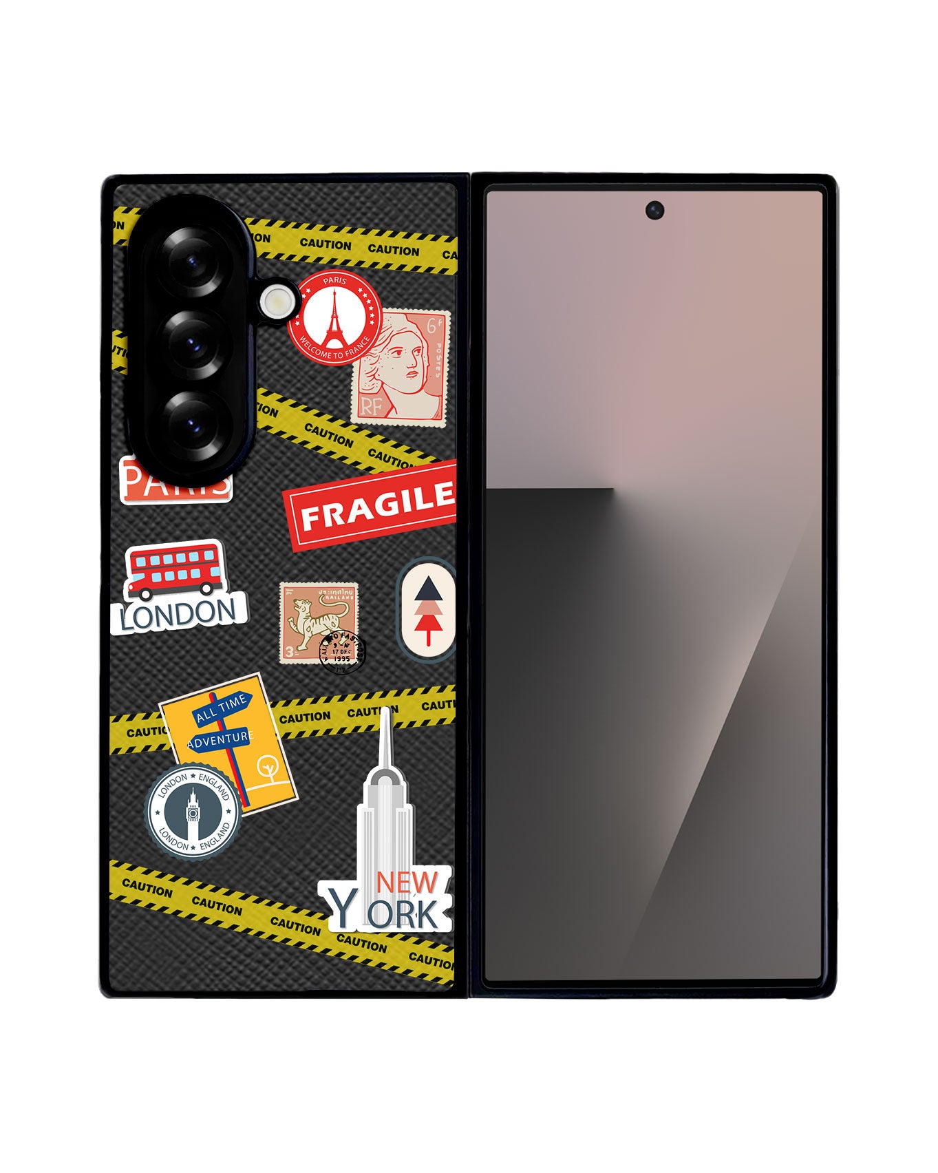 Android Flip / Fold Leather Grip - Travel Sticker