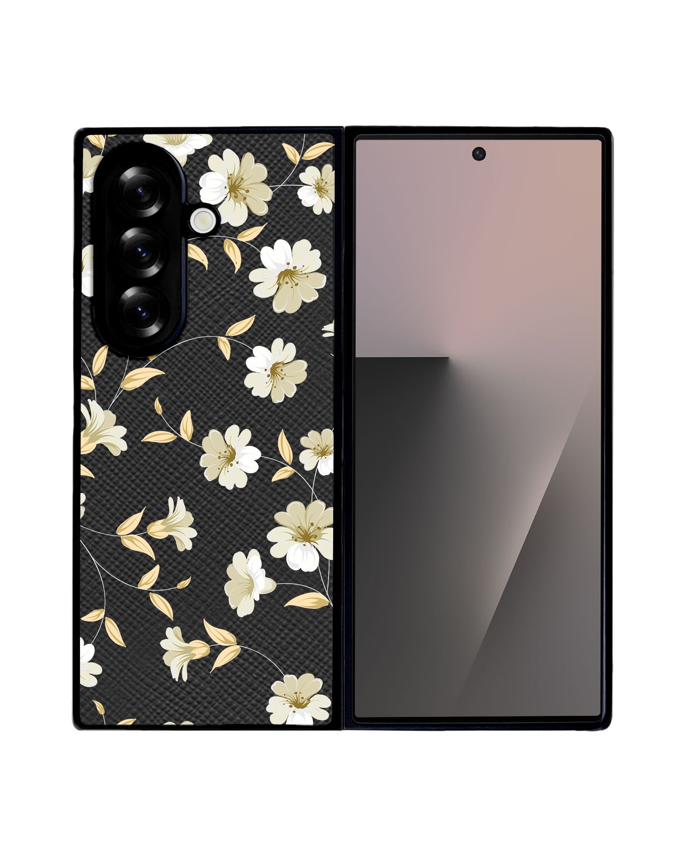 Android Flip / Fold Leather Grip - White Magnolia