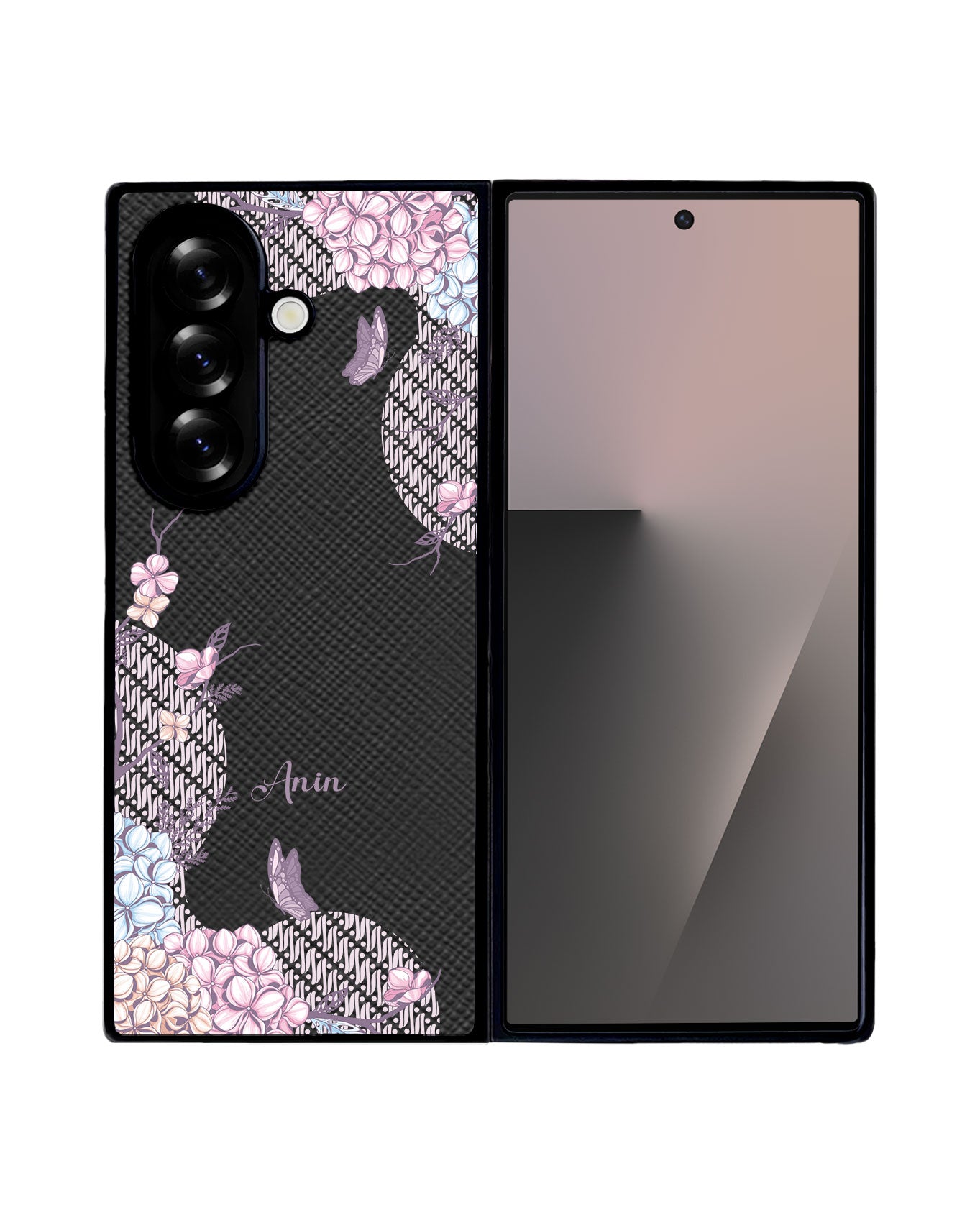 Android Flip / Fold Leather Grip - Batik Floral