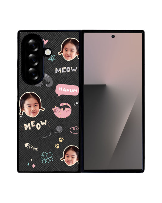 Android Flip / Fold Leather Grip - Face Grid Kitty