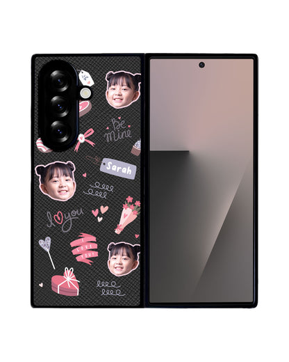 Android Flip / Fold Leather Grip - Face Grid Lovely